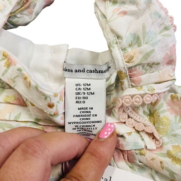 Cupcakes and Cashmere Party Dress Size 2T Gold Metallic Floral Ruffle Lined New - Picture 5 of 6